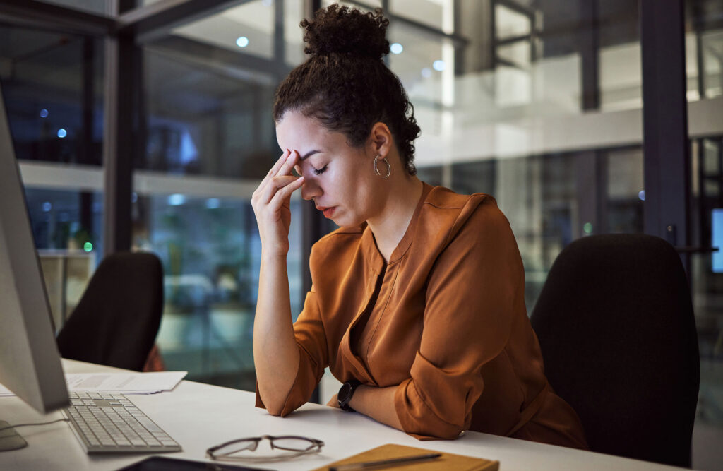 Woman at work stressed