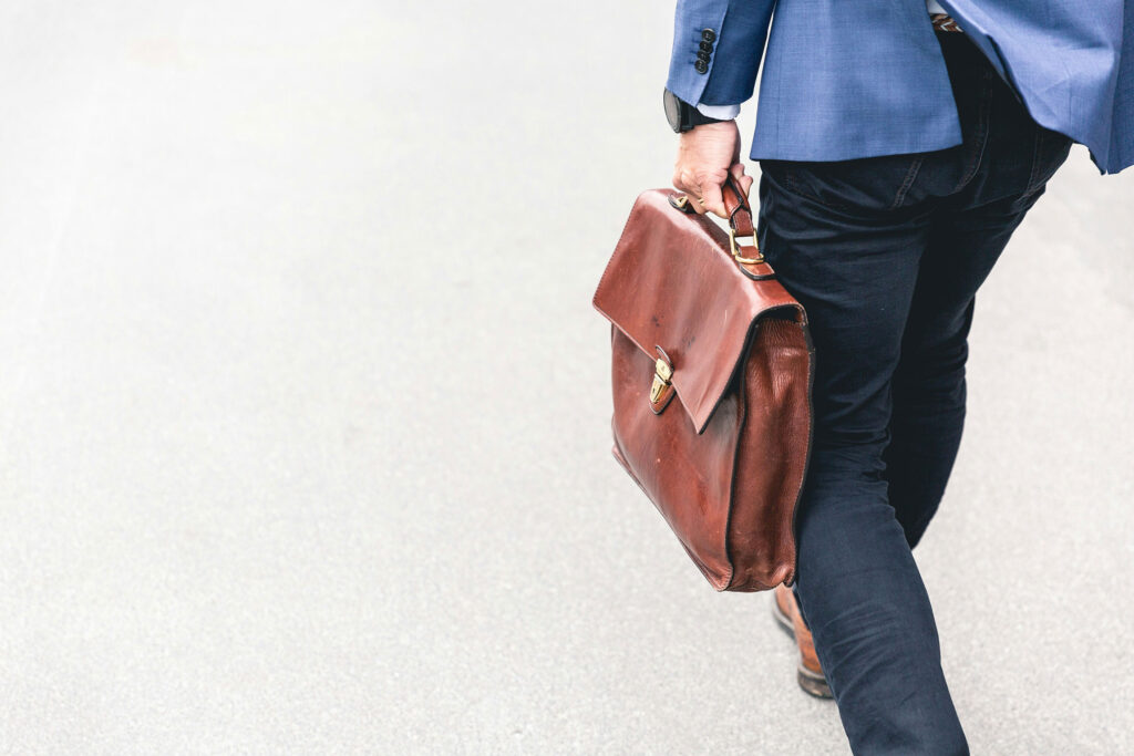 man walking to work